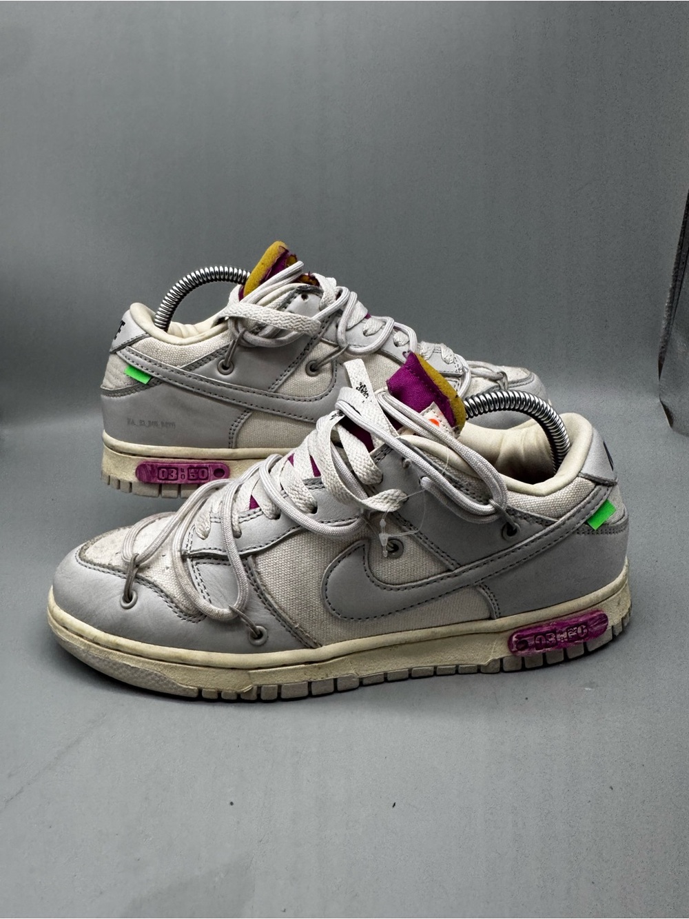 Off-White x Nike Dunk Low 'Lot 03 of 50' Women’s Grey Purple Size 8 Shoes